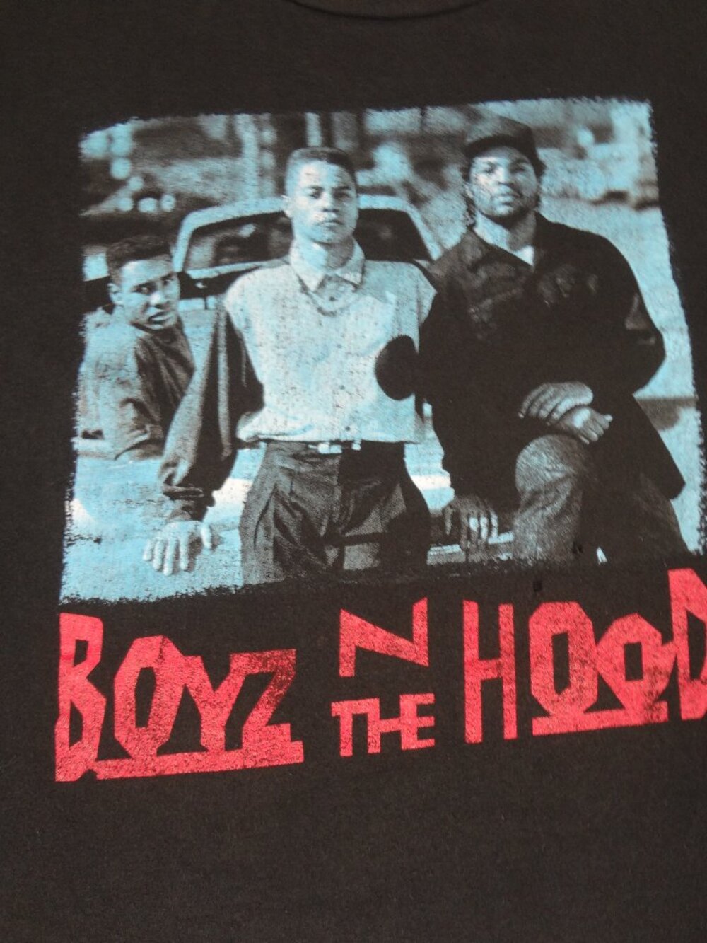 BOYZ IN THE HOOD ICE CUBE MOVIE PHOTO BLACK 2XL T-SHIRT L781 (HOLE C PICS)